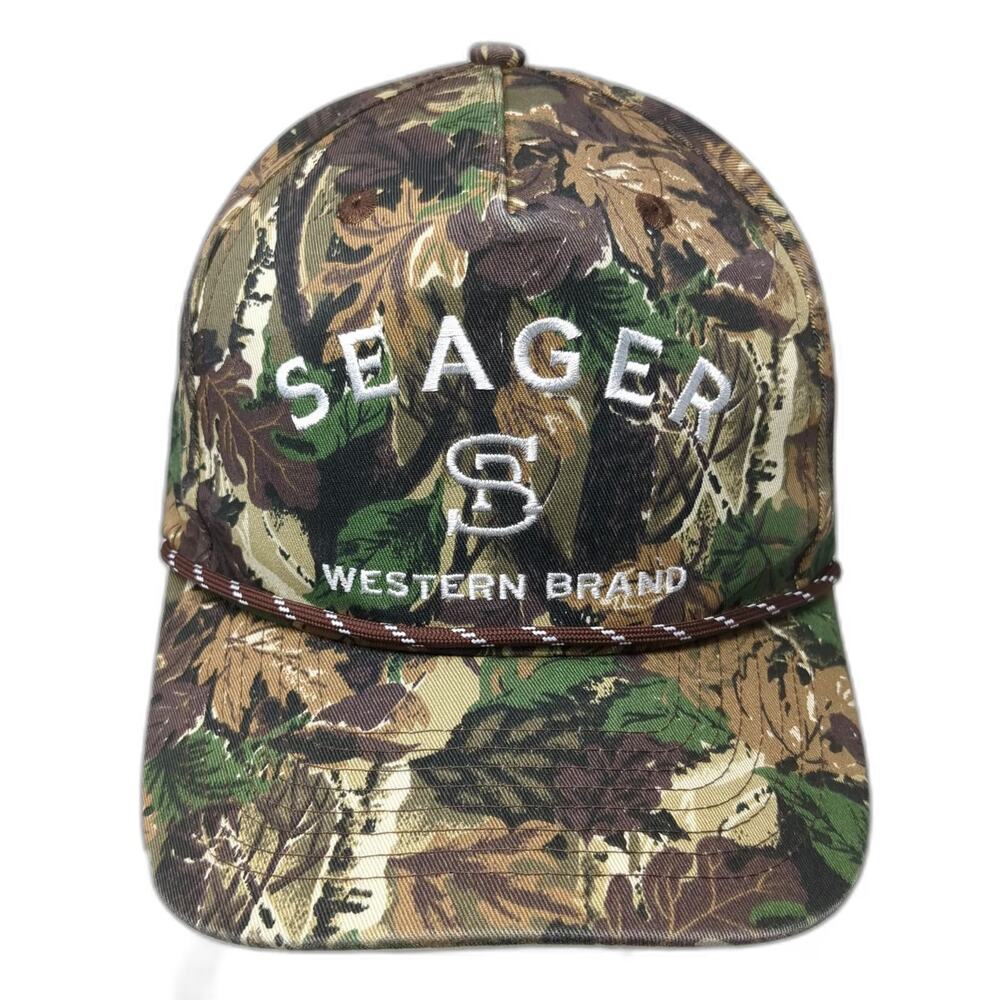 Seager 5 Panel Green Brown One Size Rope Western Camo Snapback Cotton hat